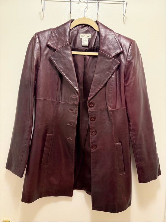 bebe Jackets & Blazers - Vintage bebe Burgundy Leather Button Jacket